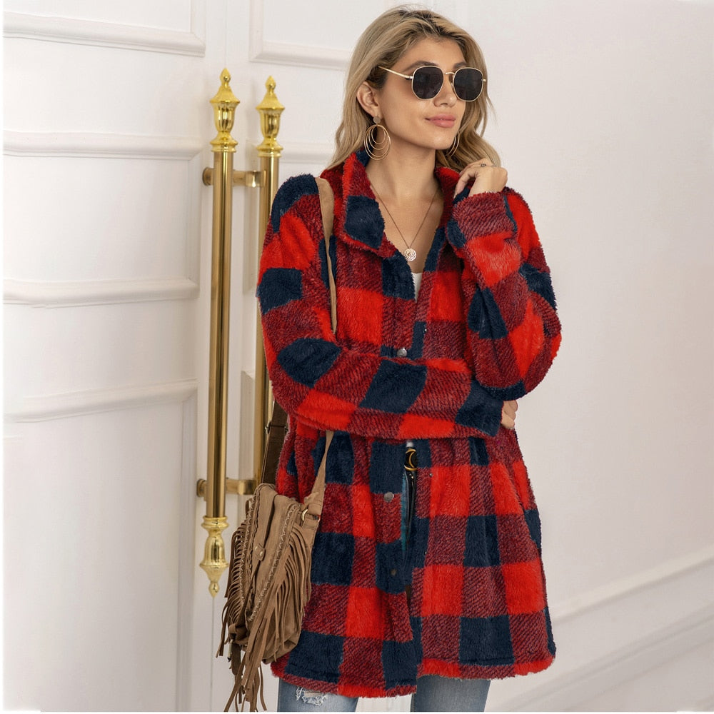 Wool Coat Plaid with Long Jacket and Long Sleeve