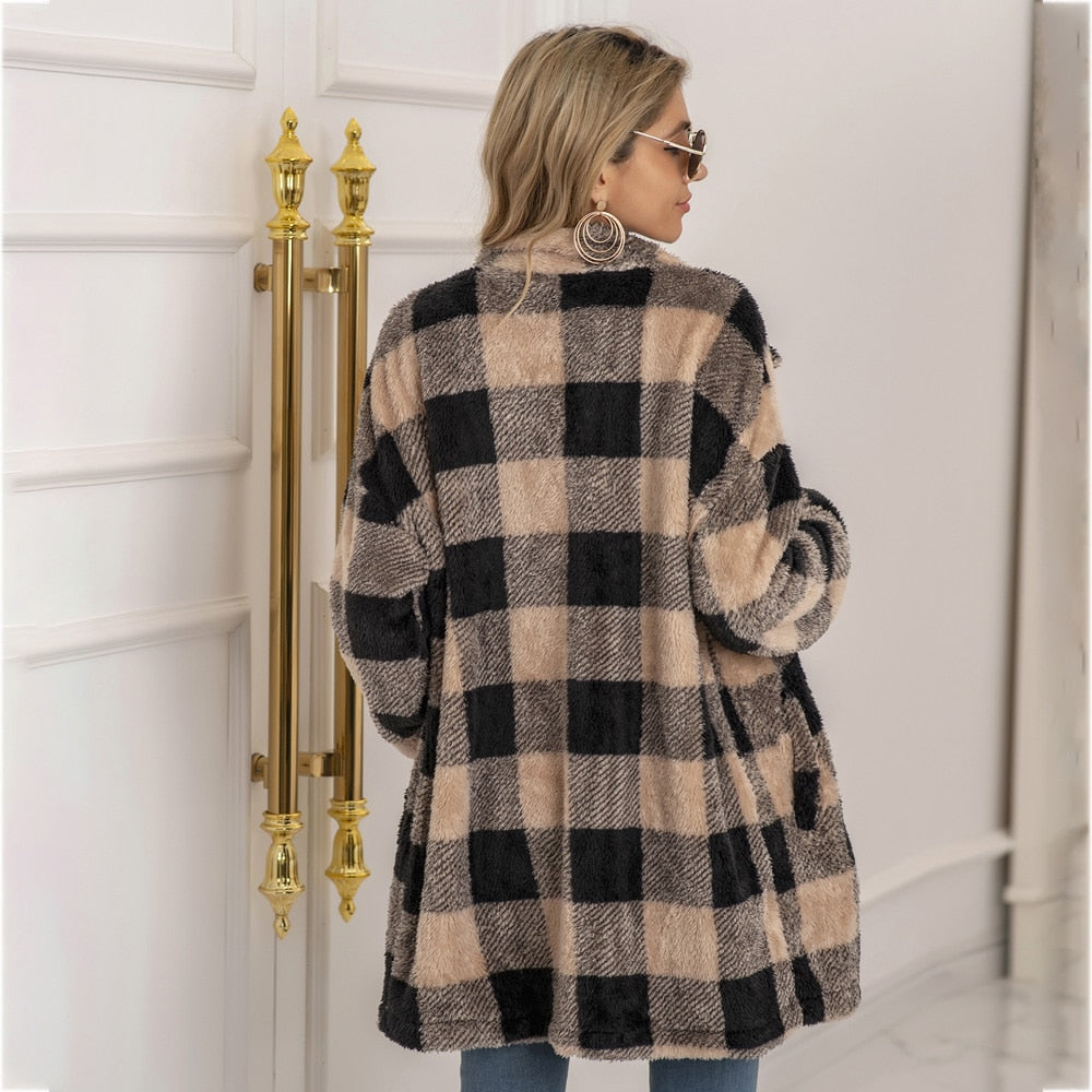 Wool Coat Plaid with Long Jacket and Long Sleeve