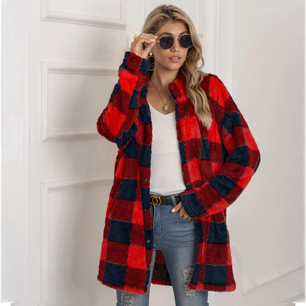 Wool Coat Plaid with Long Jacket and Long Sleeve