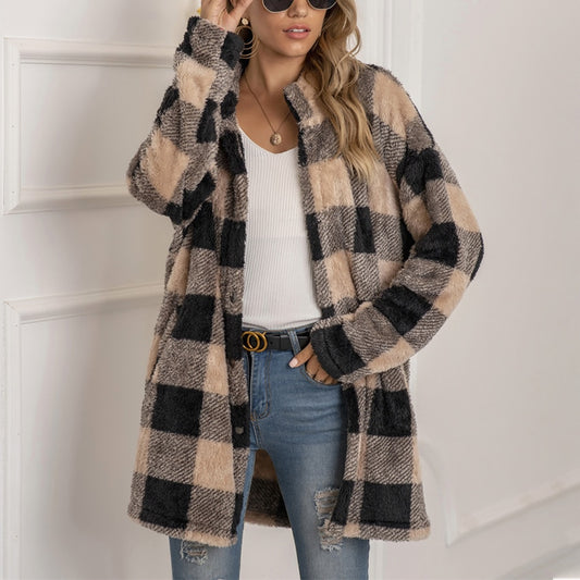 Wool Coat Plaid with Long Jacket and Long Sleeve