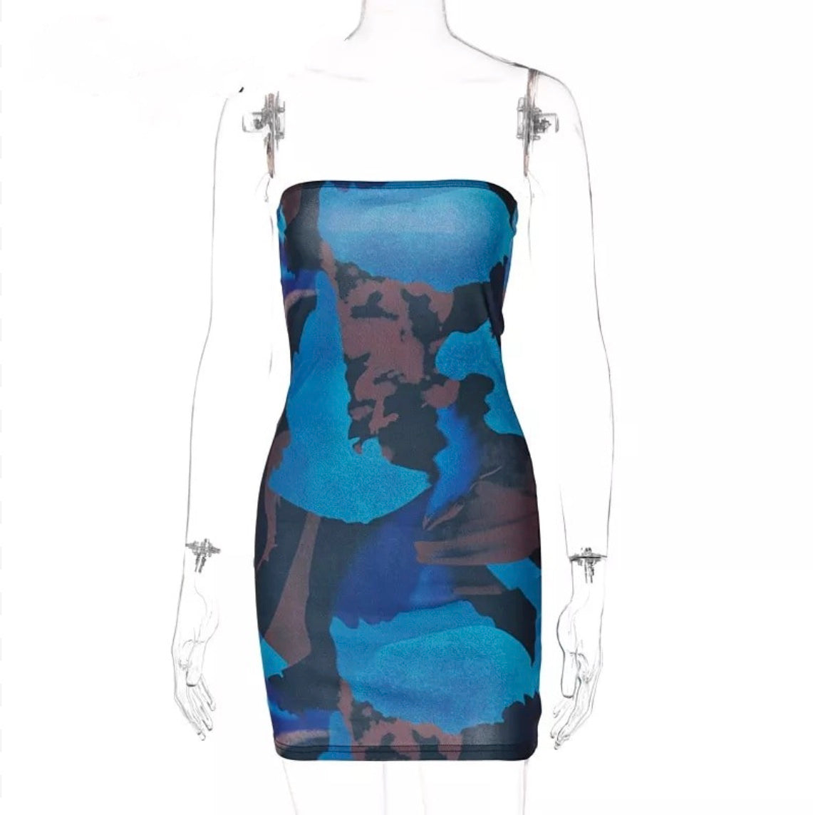 Sexy Tie Dress with Dye Print in Tube Bodycon